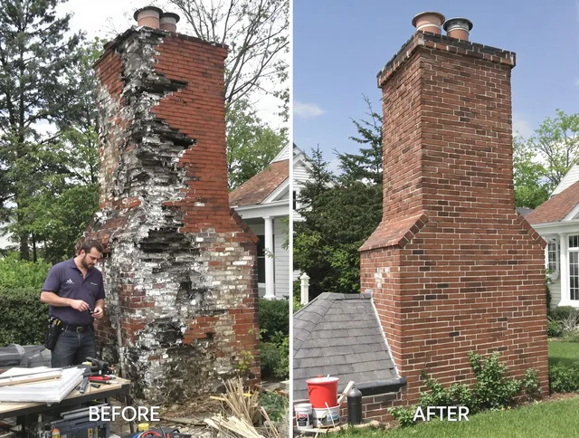 North Olmsted Chimney Sweep performing a full chimney restoration in North Olmsted, OH