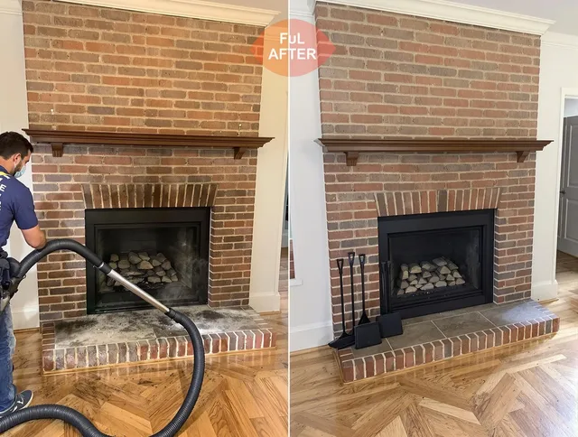 North Olmsted Chimney Sweep carefully sanitizing a fireplace in North Olmsted, OH